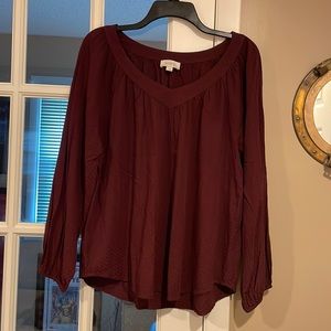 Wine long sleeved blouse